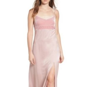 Leith Velvet Dull Satin Slip Maxi Dress